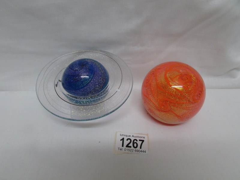 2 rare 'Glass Eye' paperweights made from volcano residue,