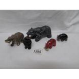 5 semi precious stone bear figurines