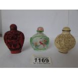 3 oriental snuff bottles