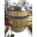 A large oak beer barrel