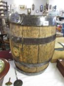 A large oak beer barrel