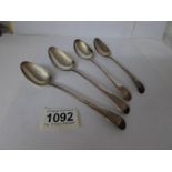 3 Victorian and one Georgian silver spoons,