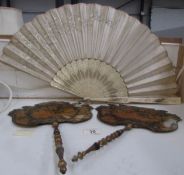 2 lacquered fans/face screens,