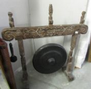 An old Indonesian temple gong on stand