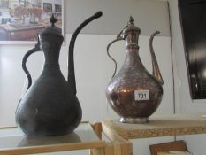 Two Ottoman copper ewers