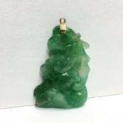 A 19th century century jadeite jade gemstone on a pendant with ladybird feature, Grade A,