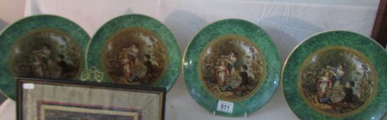 4 19th century Pratt ware plates