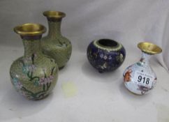 4 modern cloissonne vases