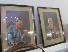 A pair of Chinese water colour portraits