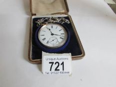 A London hm silver pocket watch with silver watch chain,