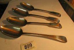 4 Victorian silver tablespoons, 3 London 1874 and 1 London 1864,