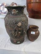 A large old oriental vase a/f and one other