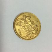 A Victorian 1891 gold sovereign
