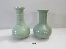 2 19th century Chinese celadon vases, one with Anhui decoration (approx 19cm high and approx 20.