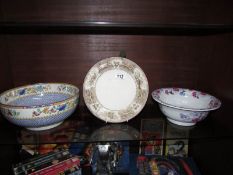 2 19th century Copeland Spode bowls and a 19th century hot plate