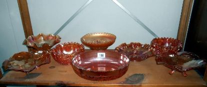 8 Carnival glass bowls
