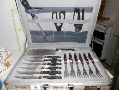 A cased set of Prima kitchen knives etc