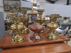 7 brass lamp bases including oil lamps