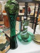 4 items of green glass