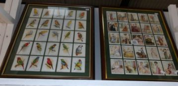 2 framed sets of Players' cigarette cards being Famous Beauties and Aviary & Cage Birds