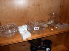 2 cut glass bowls and other glass ware
