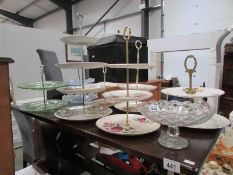 3 glass and 5 china cake stands