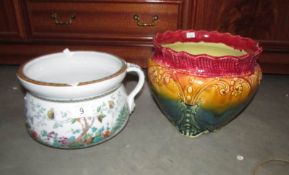 A jardiniere and a chamber pot