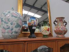 3 vases and a large ginger jar