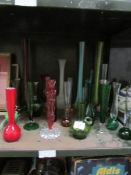 24 coloured glass spill vases