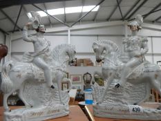 A pair of reproduction Staffordshire flat back figures