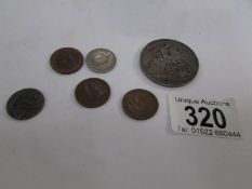 An 1895 silver crown and other old coins