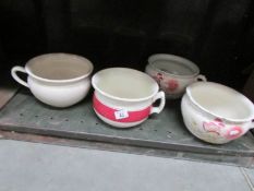 4 old chamber pots