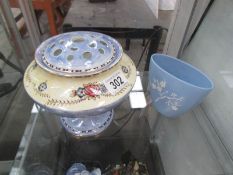 A Copeland vase and a hand painted Chelsea ware rose bowl