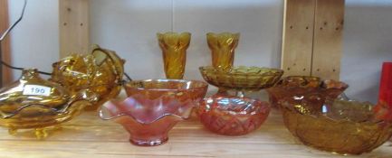 A mixed lot of carnival glass etc