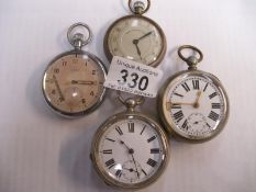 4 pocket watches including a war watch