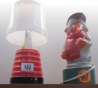 A 1970's Womble table lamp and a retro plastic table lamp