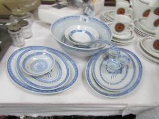 11 pieces of oriental blue and white porcelain