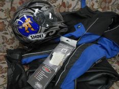 A ladies Akito (size 12) motorcycle jacket, Frank Thomas leather trousers, shoes, gloves,