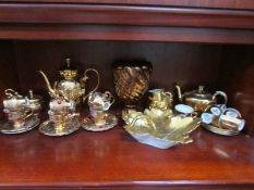 An Italian porcelain gold and gem decorated coffee set and other gold decorated items