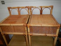 A pair of bamboo bedsides