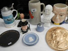 A quantity of Winston Churchill pottery related items including Shorter,