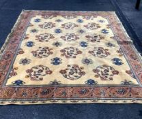 A large patterned rug,