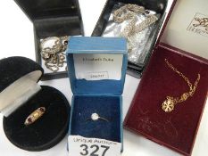 A mixed lot of silver and gold jewellery