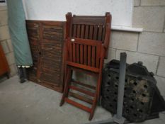 2 teak folding chairs,