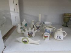 11 pieces of crested china