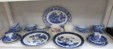 A quantity of blue and white pottery including Chinese