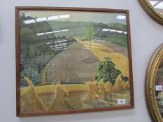 A framed and glazed picture of a harvest scene signed John Dash?