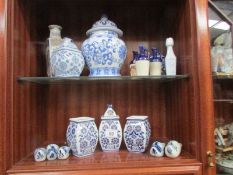 A quantity of oriental blue and white china etc