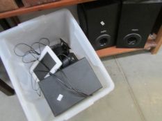 A pair of speakers and other items