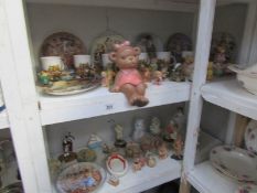 2 shelves of teddy bear ornaments etc